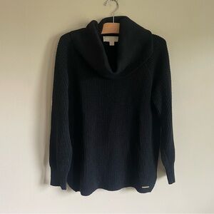 Michael Kors Waffle Knit Cowl Neck Sweater Loose Relaxed Fit Black Size Medium